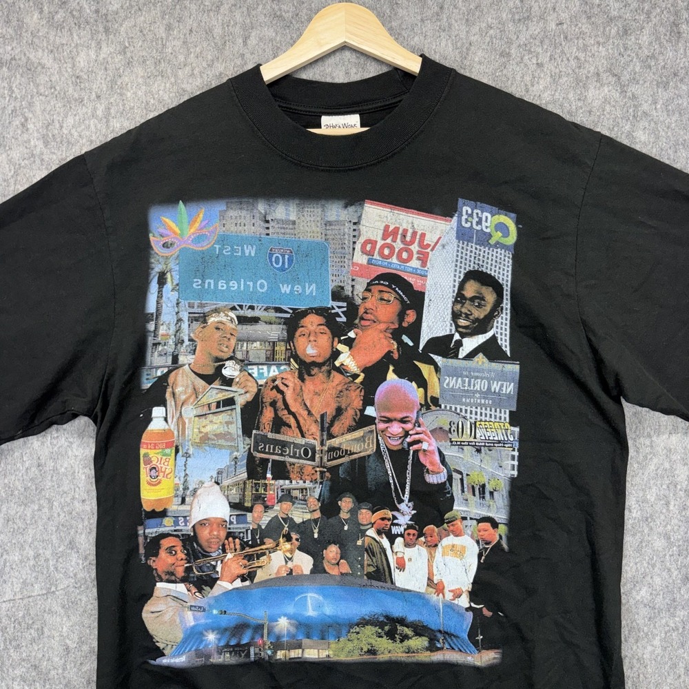 New Orleans Rap T-Shirt Men's Large Shaka Wear Lil Wayne Jazz Nola Cash Money - Picture 3 of 10